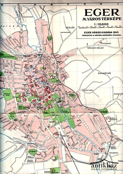 eger színház térkép Eger m. város térképe (1943)   Atlasz, térkép,   Útikönyv  eger színház térkép
